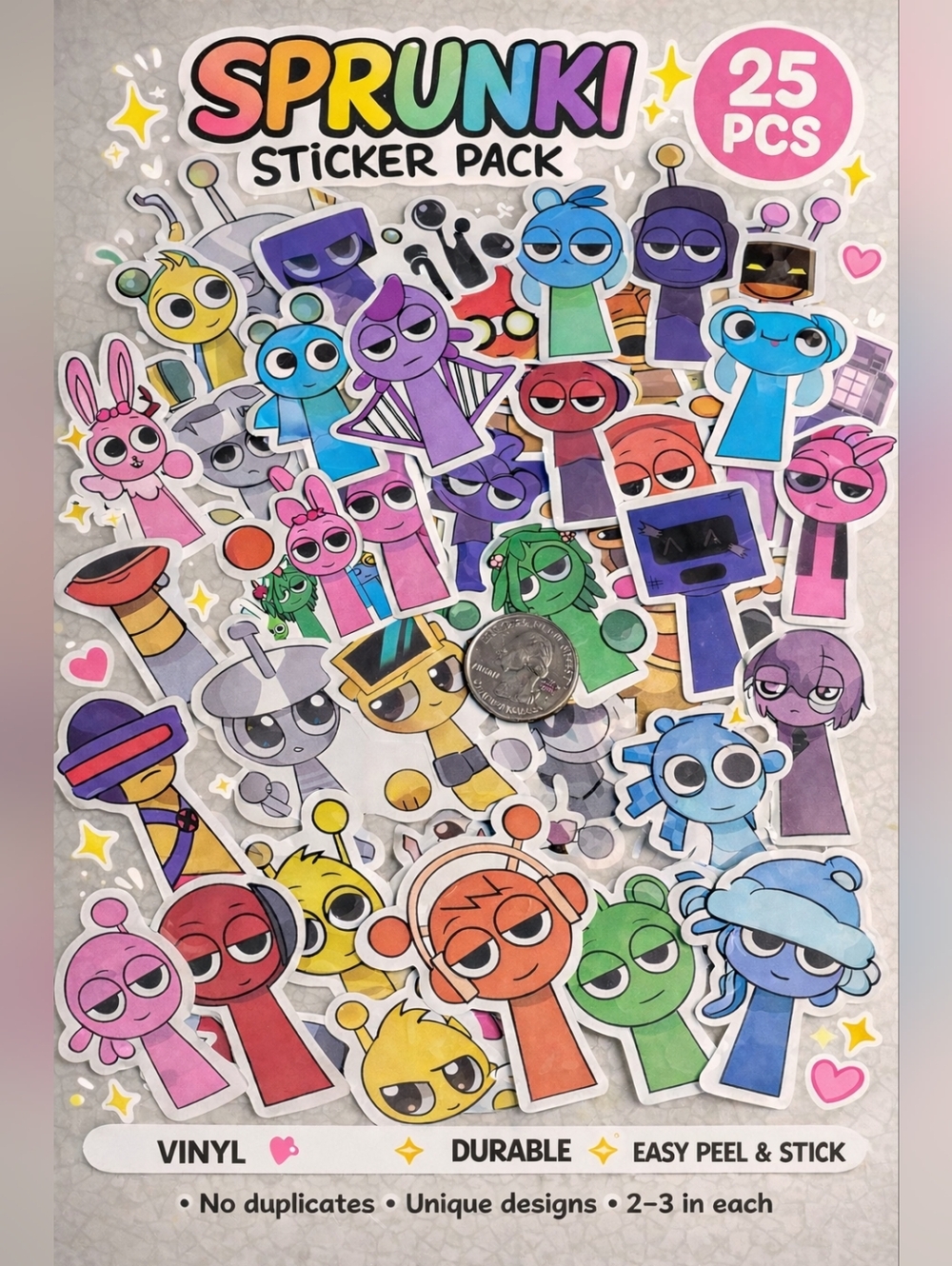 Sprunki Sticker Pack 🎨 25 PCS Cute Aesthetic Cartoon Vinyl Laptop Phone